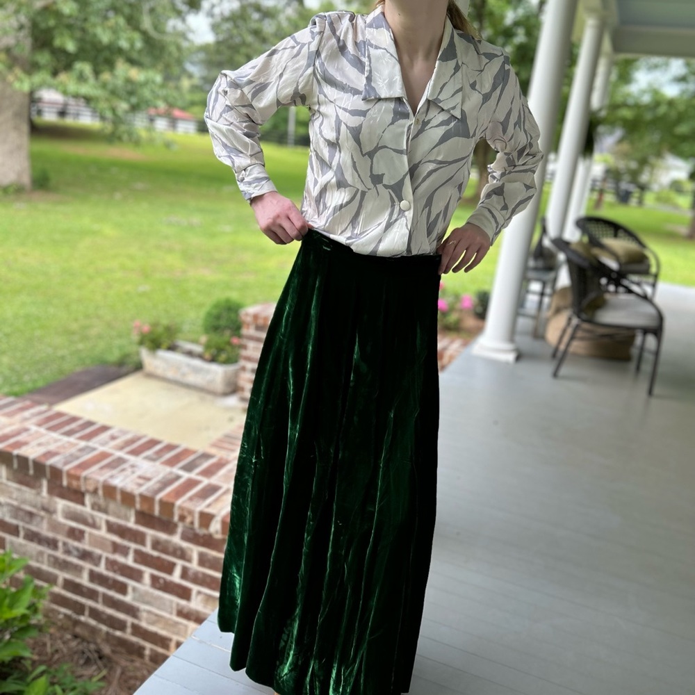 Handmade Vintage Green Velvet Skirt